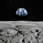 A Terra vista do solo lunar.