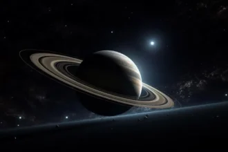 Saturno na imensidão do universo.